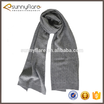 elegante Winter grau Kabel Strickmuster Kaschmir-Schal für Männer